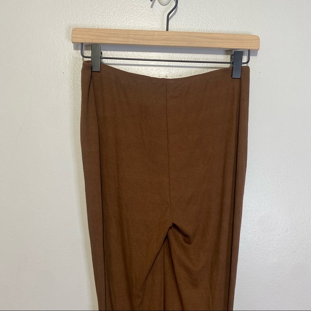 NWT Princess Polly Imogen Pants Tan Ribbed Drawstring Ruched Boot Cut Y2K Sz 6 - Picture 7 of 7